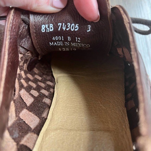 Frye Manny Woven Oxford Braided Leather Lace Up Loafer Boho Career Brown 8.5 - Picture 5 of 7